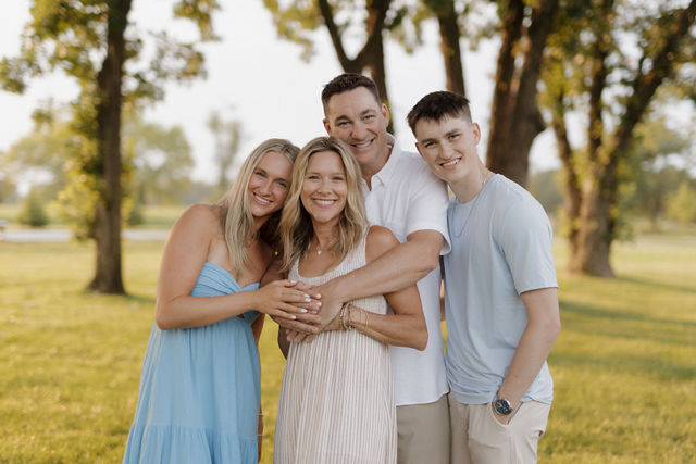 Family group hug portrait